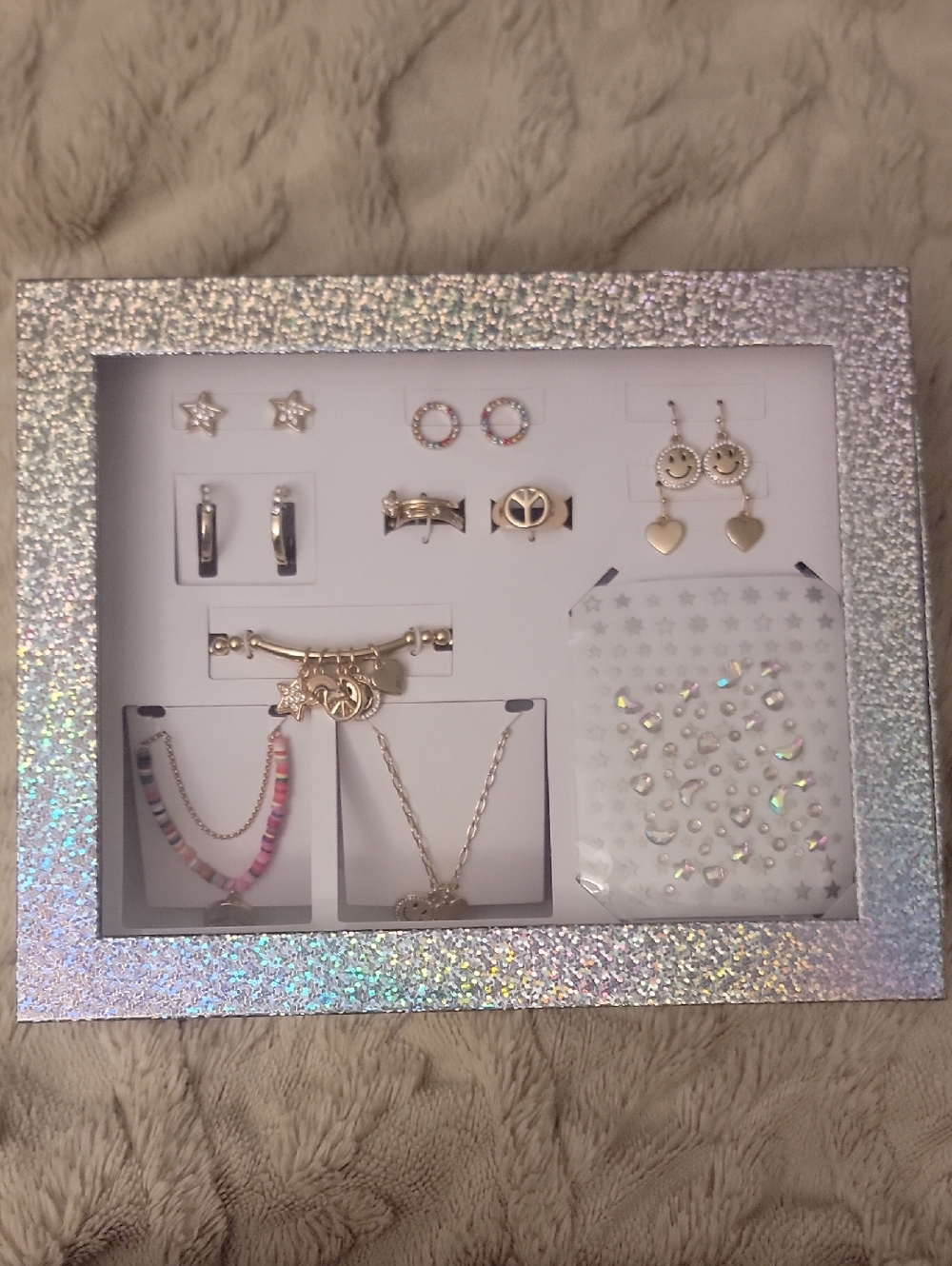 Jewelry Gift Set And Nail Decals Gold Tone New In Box